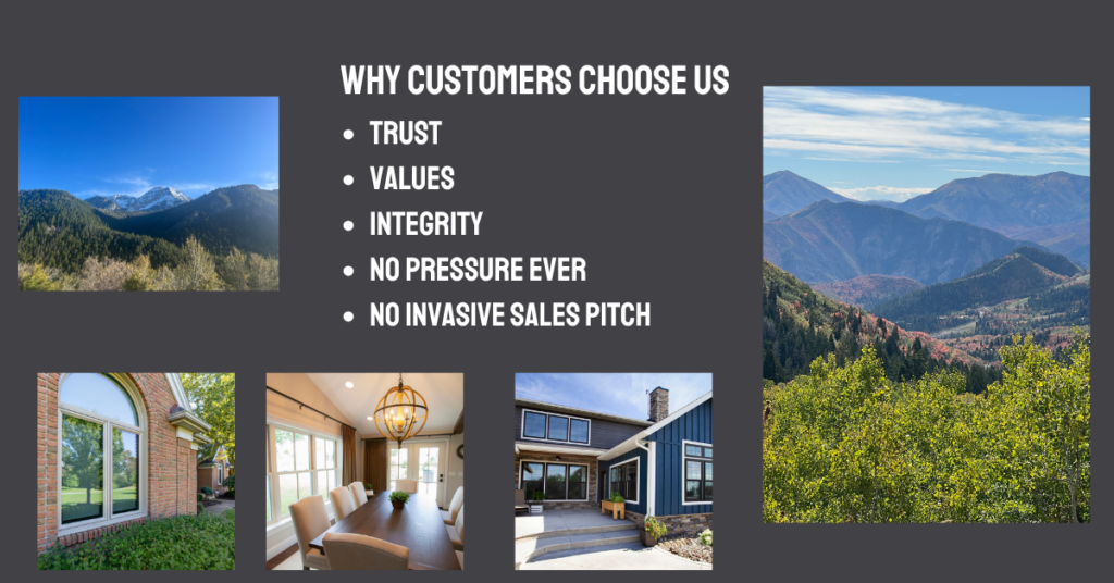 why customers choose us Doors Utah valley window and door Trust , values, local company