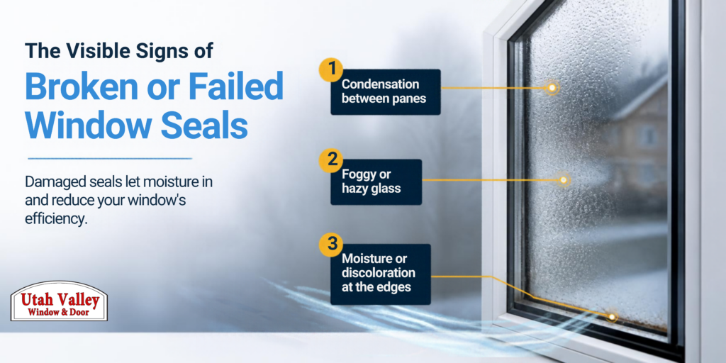 signs of broken window seal Utah valley window and door 